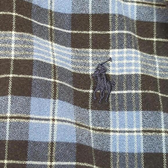 VTG Polo Ralph Lauren Shirt Men XL Blue Plaid Blake Flannel Button Pony Y2k - Picture 2 of 9